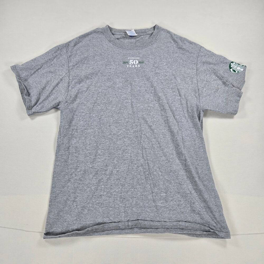 Starbucks 50th‎ Anniversary 1971-2021 Employee Gray T-Shirt Size Medium